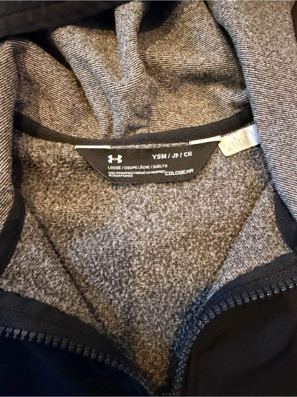 Under Armour ColdGear Youth Small Gray Black Full Zip Hooded Jacket YSM - Picture 3 of 5